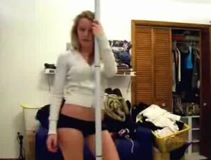 Stellar bodacious damsel performing striptease at home