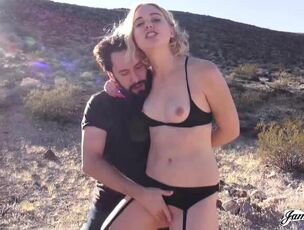 Chloe Virgin and James Deen are boinking in the nature, in